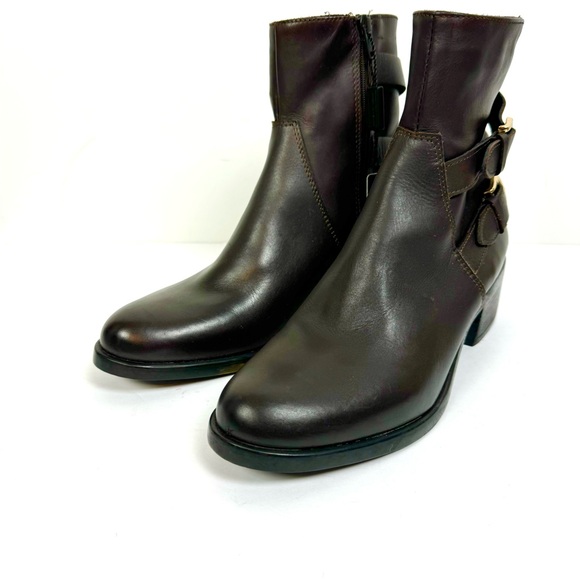 Emanuele Crasto Women’s Dark Brown Double Buckle Booties Made in Italy Sz 9 NEW - Picture 2 of 7
